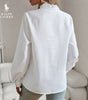 Blusa R. Lauren con Volantes – Estructura Suave y Clásico Botón