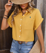 Camisa de Manga Corta R. Lauren con Bolsillo en el Pecho – Corte Aireado