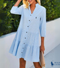 Vestido de Verano Chemise Gingham con Escote en V y Botones de R. Ꮮаᴜгеn + Sombrero de Sol R. Ꮮаᴜгеn Gratis
