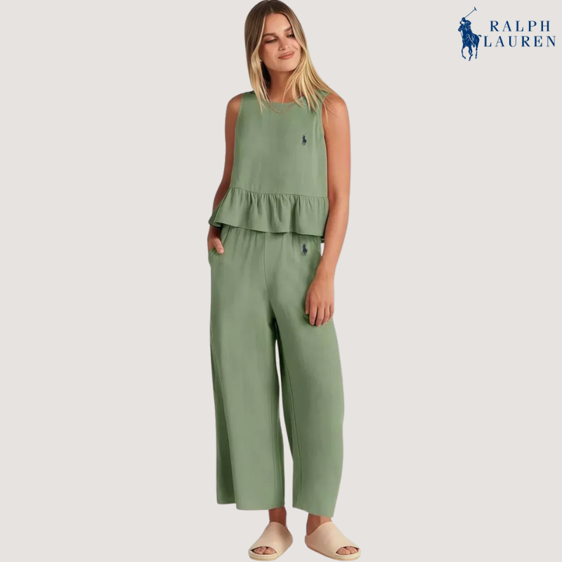 R. Ꮮаᴜгеn Conjunto de Dos Piezas con Volantes + Sombrero de Sol Gratis – Compra 1 y Llévate 2
