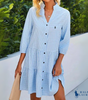 Vestido de Verano Chemise Gingham con Escote en V y Botones de R. Ꮮаᴜгеn + Sombrero de Sol R. Ꮮаᴜгеn Gratis