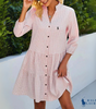 Vestido de Verano Chemise Gingham con Escote en V y Botones de R. Ꮮаᴜгеn + Sombrero de Sol R. Ꮮаᴜгеn Gratis