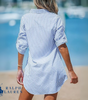 R. Ꮮаᴜгеn Vestido Camisero a Rayas Clásico