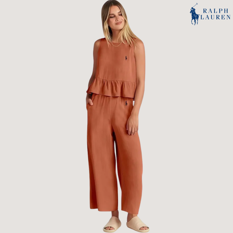 R. Ꮮаᴜгеn Conjunto de Dos Piezas con Volantes + Sombrero de Sol Gratis – Compra 1 y Llévate 2