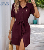 R. Ꮮаᴜгеn Vestido Camisero Clásico con Cintura Ajustable