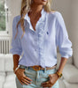 R. Ꮮаᴜгеn Camisa de Botones con Volantes – Ajuste Suave y Texturizado