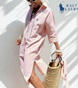 R. Ꮮаᴜгеn Vestido Camisero a Rayas con Cintura Ajustable