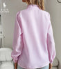 R. Ꮮаᴜгеn Camisa de Botones con Volantes – Ajuste Suave y Texturizado