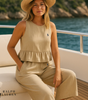 R. Lauren Conjunto de Dos Piezas con Tirantes Volantes + Sombrero de Sol Gratis – Compra 1, Lleva 2